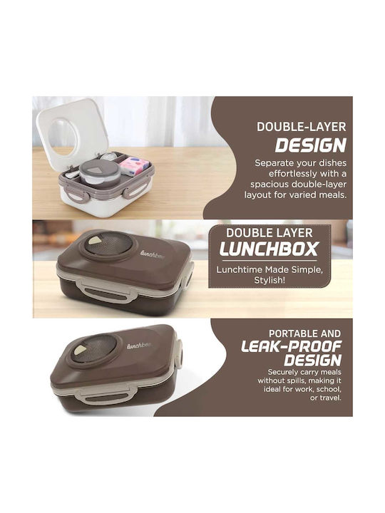 Uncle George Microwave Plastic Lunch Box Brown 1300ml