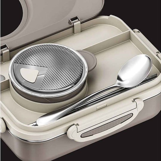 Uncle George Microwave Plastic Lunch Box Beige 1300ml