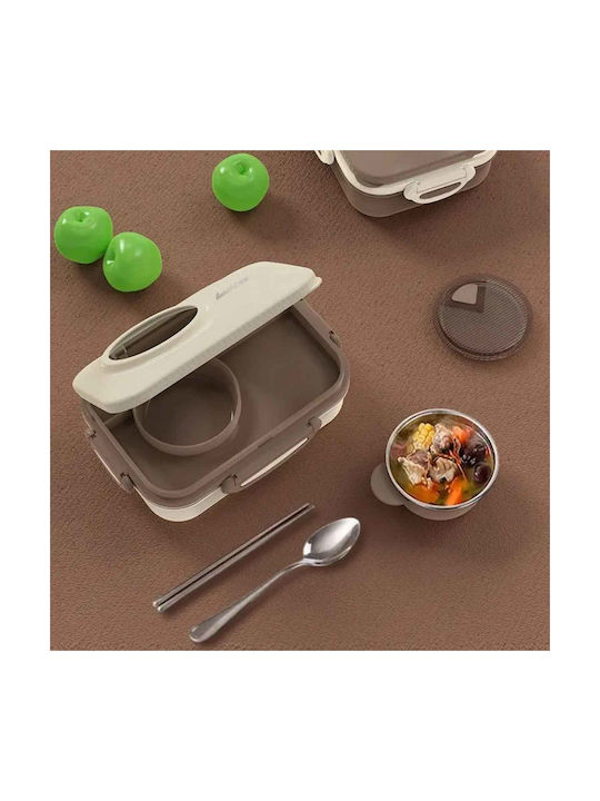 Uncle George Microwave Plastic Lunch Box Beige 1300ml