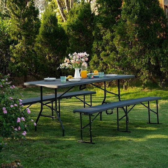 Nils Tabelle Stahl für Camping Klappbar Campingmöbel 91x74cm Gray