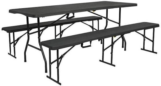 Nils Tabelle Stahl für Camping Klappbar Campingmöbel 91x74cm Gray