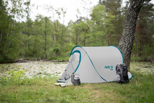 Nils Camping Tent Pop Up Gray 220x120x95cm