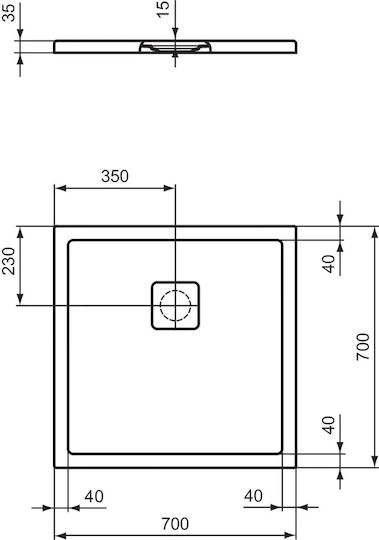 Ideal Standard Ultra Flat Κεραμική Ντουζιέρα 70x70cm Λευκή