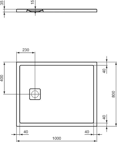 Ideal Standard Rectangular Ceramic Shower White Ultra Flat 100x80x3.5cm