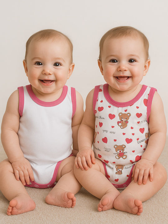 Babydom Σετ Κορμάκια Λευκό, Φουξ, Εκρού 2τμχ