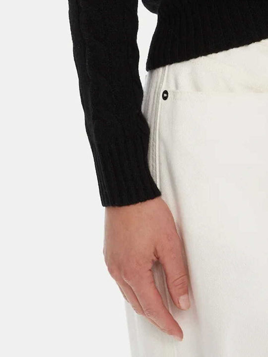 Women's Long Sleeve Sweater Woolen with V Neckline Black