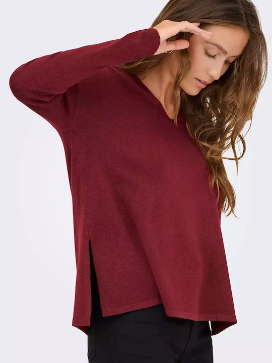 Life Women's Sweater with V Neckline Purple