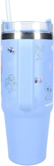 Paladone Handled Tumbler Θερμός Ανοξείδωτο 900ml Μπλε με Καλαμάκι και Λαβή