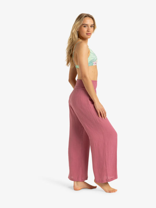 Along The Beach Women's Fabric Trousers Pink