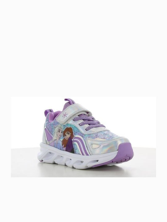 Frozen Παιδικά Sneakers με Σκρατς & Φωτάκια Ασημί