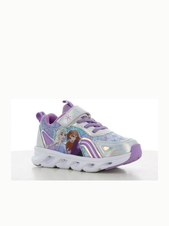 Frozen Παιδικά Sneakers με Σκρατς & Φωτάκια Ασημί