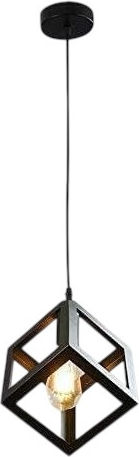 Diamond Adjustable Pendant Light Black with Socket E27 27x27cm