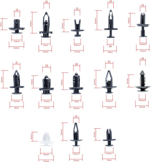 Set Car Clips Clamps Pins 237 Pieces Installation Tools