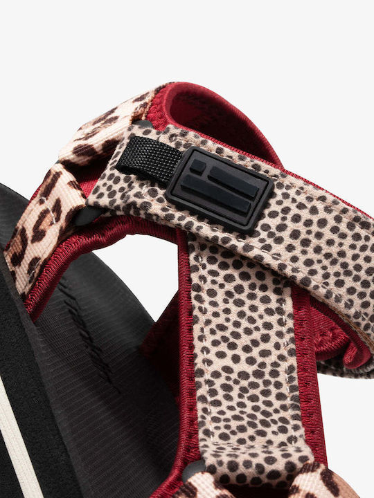 Flache Sandalen für Damen in Burgundisch Farbe