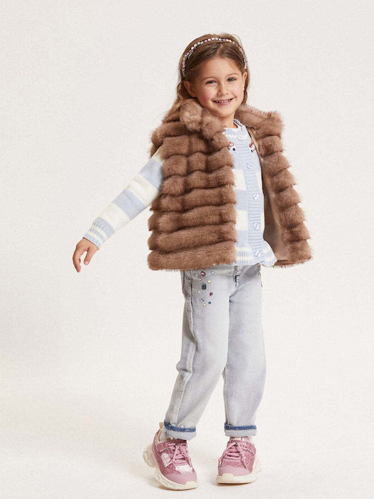 Kids' Fur Sleeveless Brown