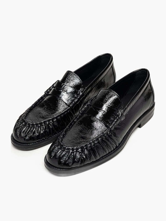 Δερμάτινα Γυναικεία Loafers σε Μαύρο Χρώμα