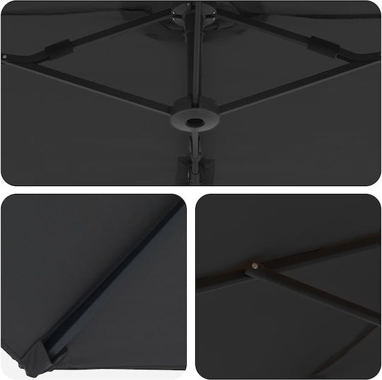 Umbrelă Metalică Neagră 3.72x1.98xÎnălțime 2.43m