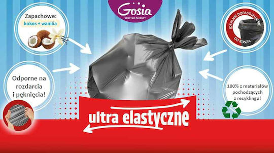 Gosia Scented Trash Bags by the Kilo (13kg) Capacity 35lt with Handles 14pcs Black