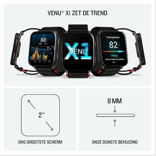 Garmin Venu X1 Titanium 46mm Waterproof Smartwatch with Heart Rate Monitor (Moss with Titanium)