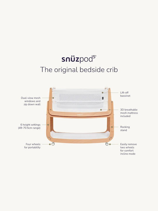 Snuz Λίκνο Snuzpod5 με Στρώμα και Ρόδες