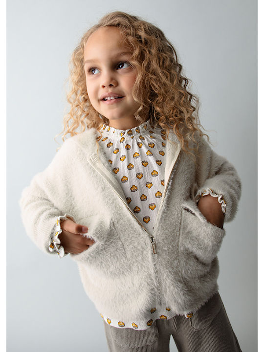 Kids Cardigan Knitted with Hood Beige