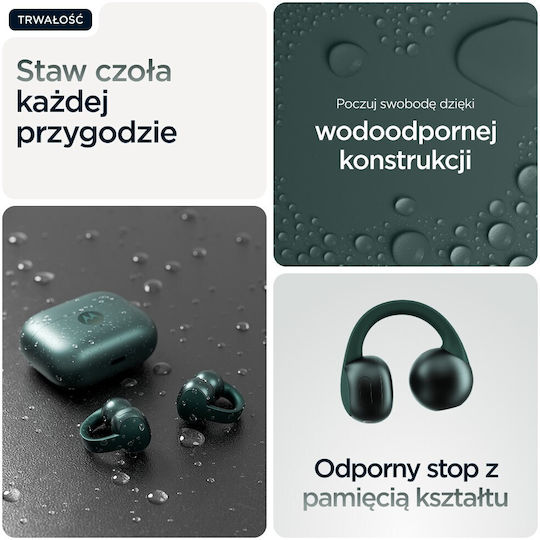 Motorola Moto Buds Loop Bluetooth Handsfree Ακουστικά με Αντοχή στον Ιδρώτα και Θήκη Φόρτισης Πράσινα