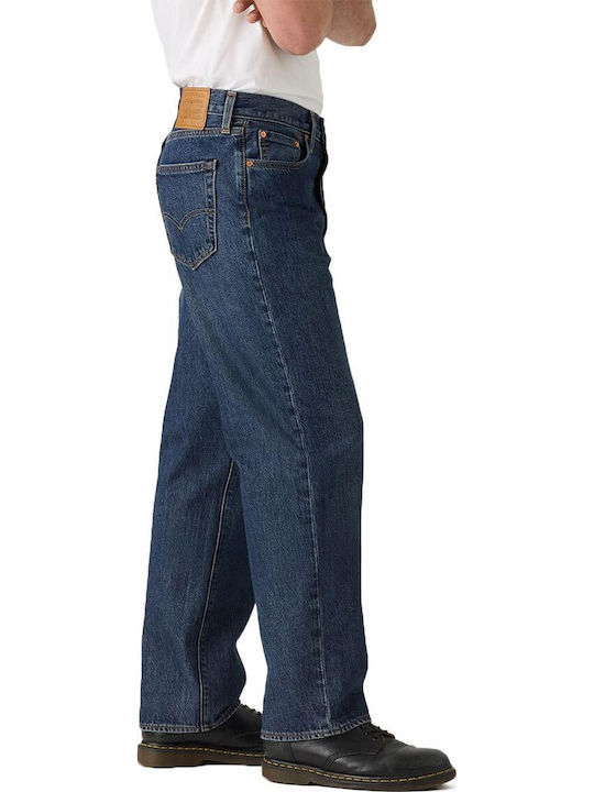Check The Score Men's Jeans Pants with Loose Straight Fit Blue
