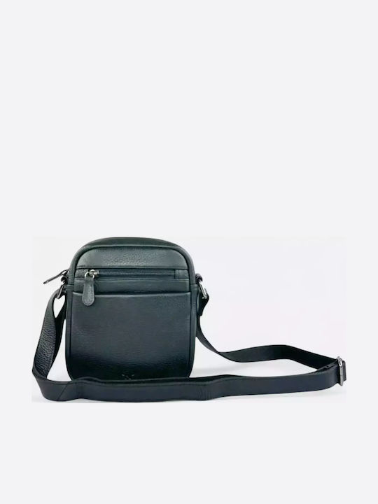 Leder Herrentasche Schulter / Crossbody Schwarz