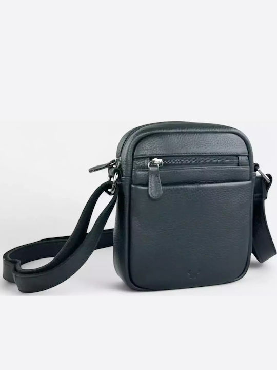 Leder Herrentasche Schulter / Crossbody Schwarz