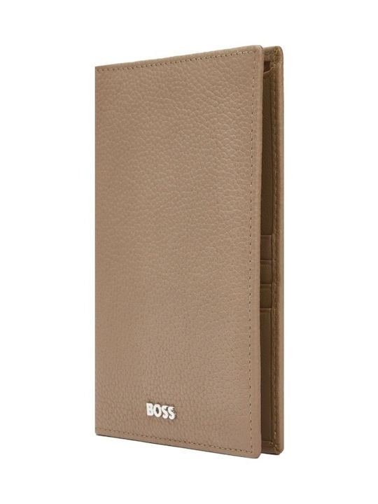 Hugo Boss Grained Leather Passport Case Camel