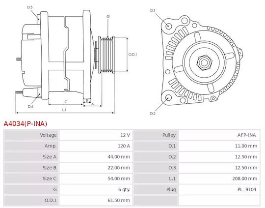 Alternator Fiat Multipla Idea Stilo 1.9 Jtd Air Conditioning