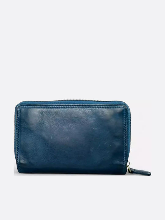Large Leather Women's Wallet Blue