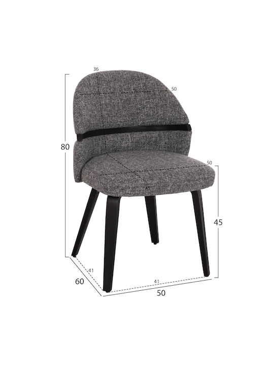 Dekker Dining Room Fabric Chair Black, Grey 50x60x80cm 2pcs