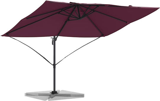 Hanging Metal Burgundy Parasol 3.52x2.51xH2.6m