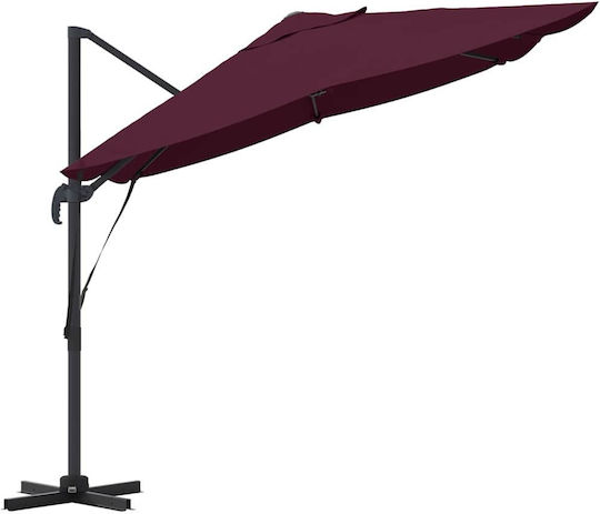 Hanging Metal Burgundy Parasol 3.52x2.51xH2.6m