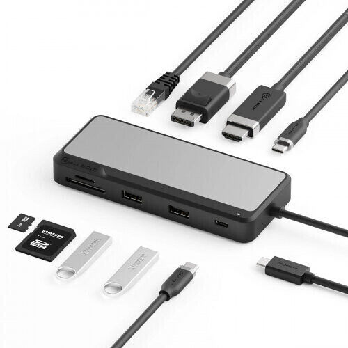 Alogic Fusion USB-C Docking Station with HDMI/DisplayPort PD Ethernet and Support for 2 Monitors Gray