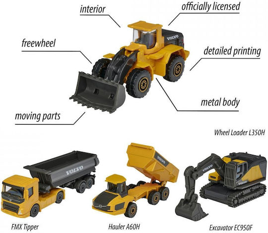 Majorette Excavator Construction Vehicles Volvo Construction Giftpack