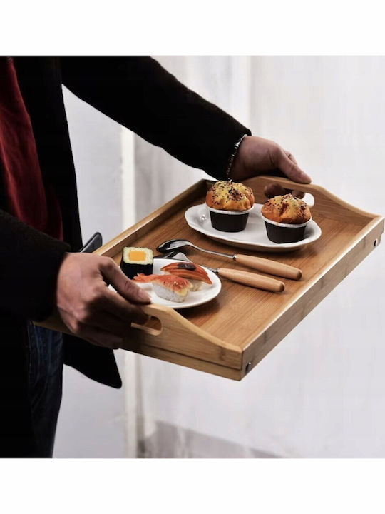 Bamboo Square Serving Tray made of Bamboo in Brown Color isp25052lks 1pcs