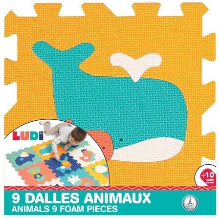 Ludi Interaktives Kinder-Bodenpuzzle Mat mit Tieren 9 Stück