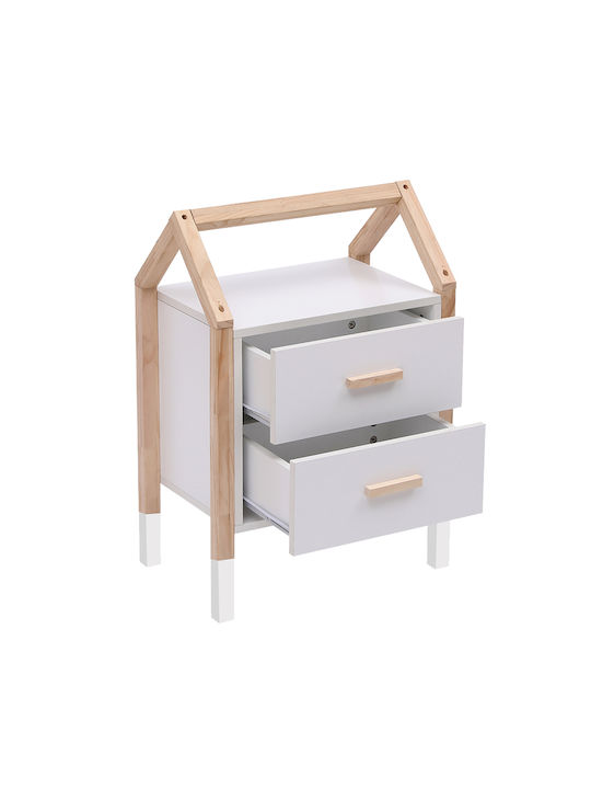 Kids Bedside Table Fb92489.03 White Melamine-Pine Natural 46x30x67cm