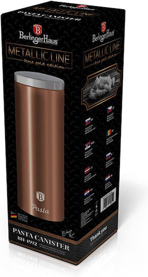 Berlinger Haus Metallic Line Caseta Pentru Paste Cu Capac Din Oțel Inoxidabil Colecția Rose Gold 9.5x9.5x30cm
