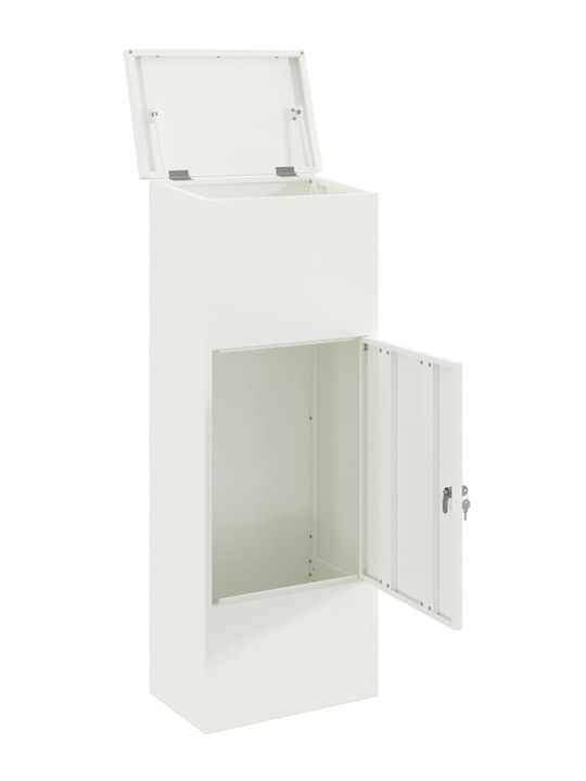 vidaXL Пощенска Кутия За Открито Inox В Бял Цвят 44.5x29x110.5см