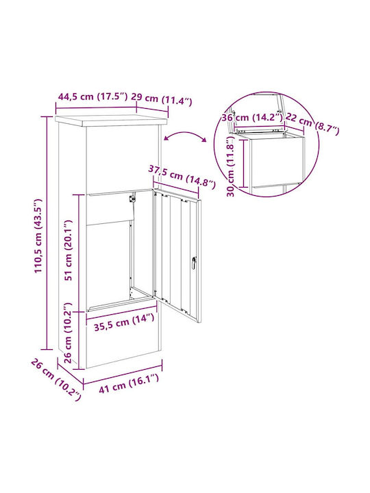 vidaXL Пощенска Кутия За Открито Inox В Бял Цвят 44.5x29x110.5см