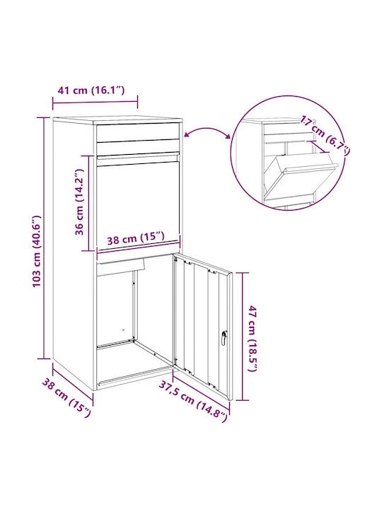 vidaXL Пощенски Кутии На Открито Inox В Бял Цвят 41x38x103см