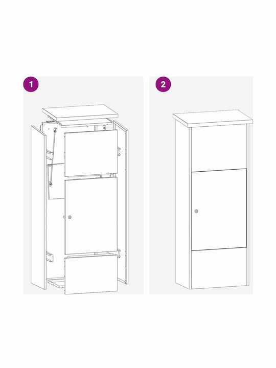 vidaXL Briefkasten Für Draußen Inox In Schwarz 44.5x29x110.5cm