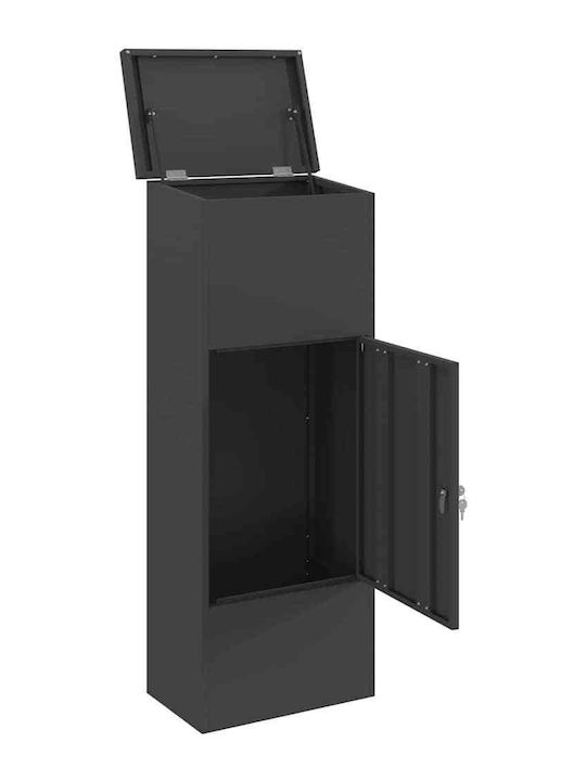vidaXL Briefkasten Für Draußen Inox In Schwarz 44.5x29x110.5cm