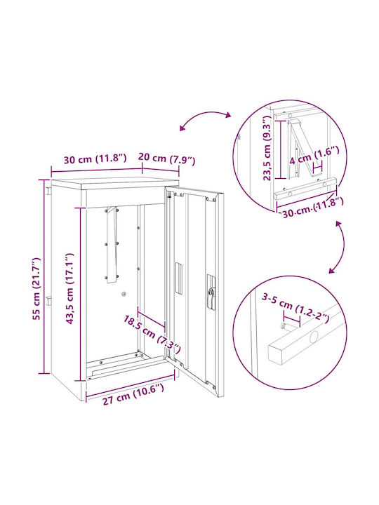 vidaXL Cutie Poștală pentru Exterior Inox în Culoarea Gri 30x23x55cm