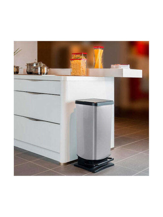 Dimitracas Paso Waste Bin Waste Plastic with Pedal Silver-Black 40lt 1pcs
