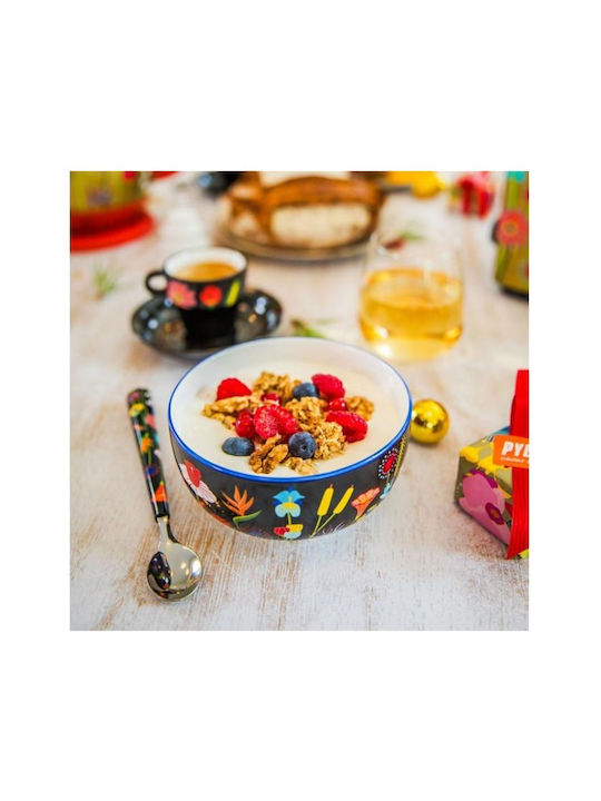 Pylones Matinal Bol Jardin fleuri Μπωλ Σερβιρίσματος Στρογγυλό από Πορσελάνη Μαύρο με Διάμετρο 12.8εκ.