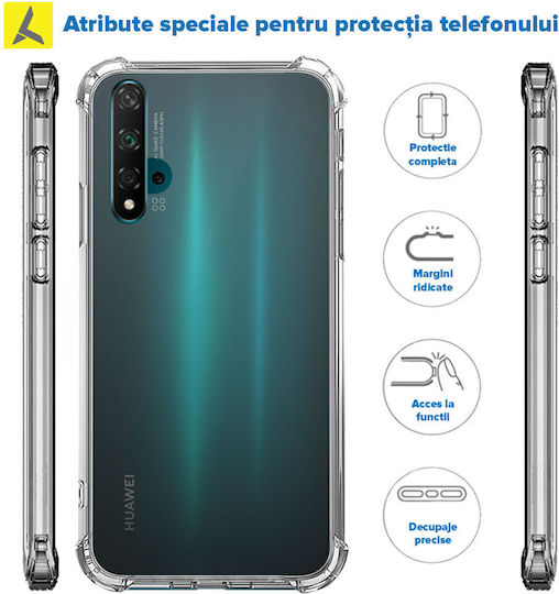 Huawei Nova 5T Schutzhülle Transparentes Silikon Stoßfest Ecken Kunststoff Rückseite Ishield Klar